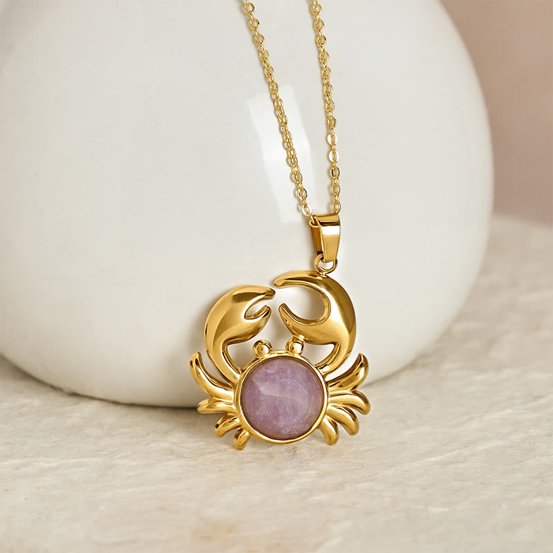 Buddha Stones Vergoldete Amethyst-Krabben-Halskette für inneren Frieden - image 1