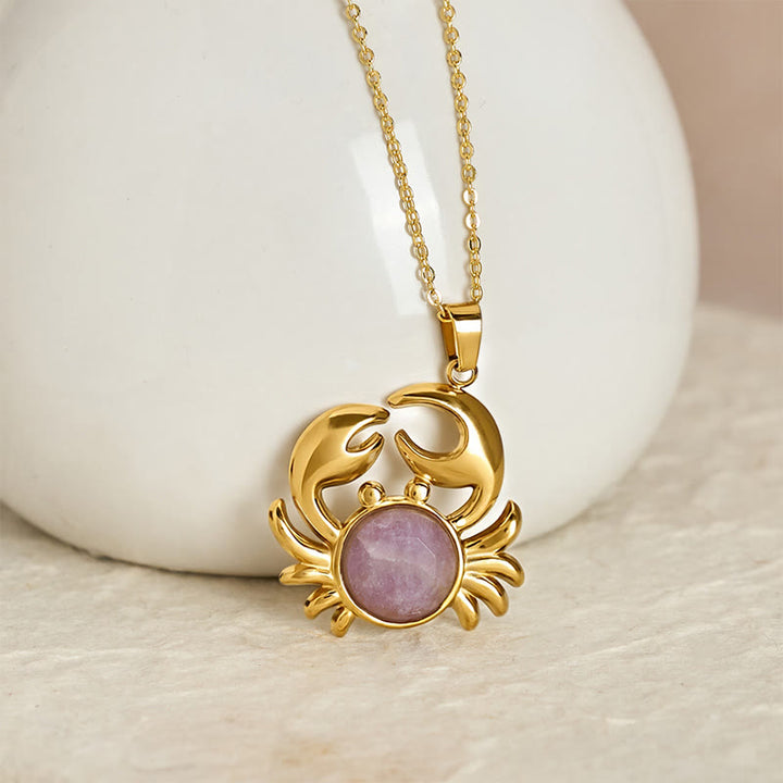 Buddha Stones Vergoldete Amethyst-Krabben-Halskette für inneren Frieden - image 1