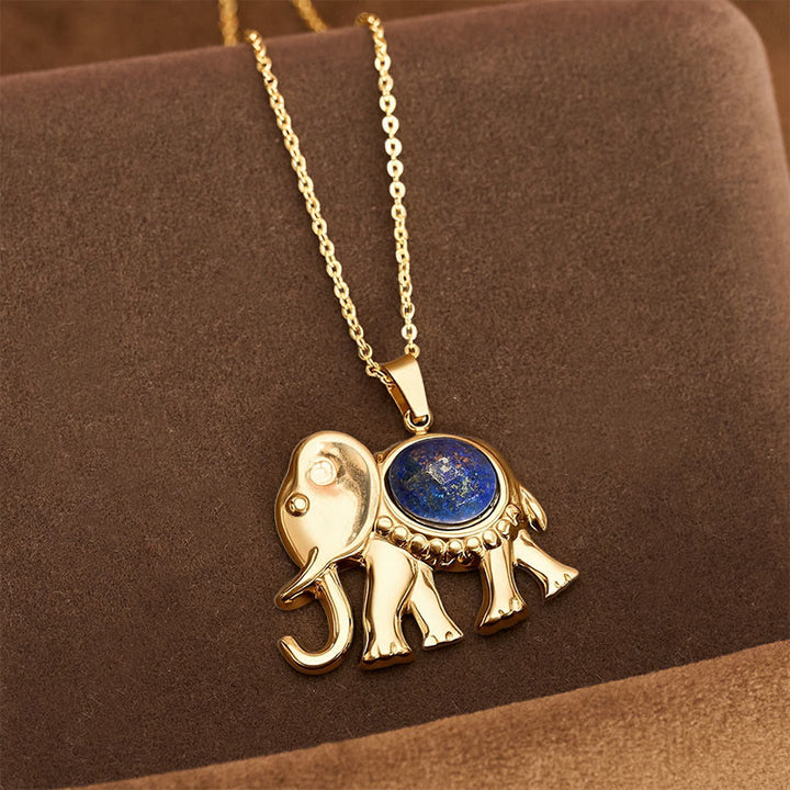 Buddha Stones Vergoldete Tigeraugen-Elefanten-Schutzkette - Lapislazuli (Weisheit ♥ Wahrheit) - image 7