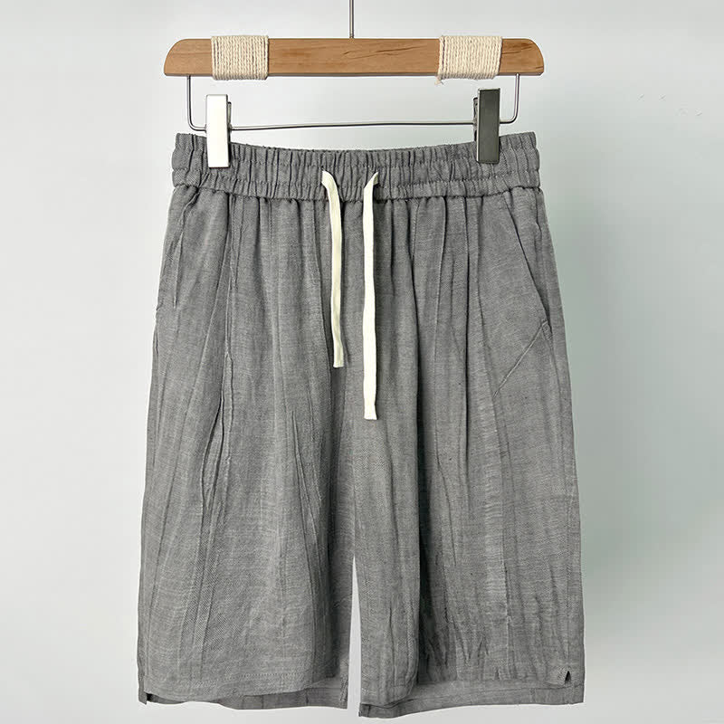 Buddha Stones Lässige Sommer-Shorts für Herren mit Kordelzug, elastischem Bund und Taschen - Hellgrau - US/ UK/AU44, EU54 (4XL) - image 2