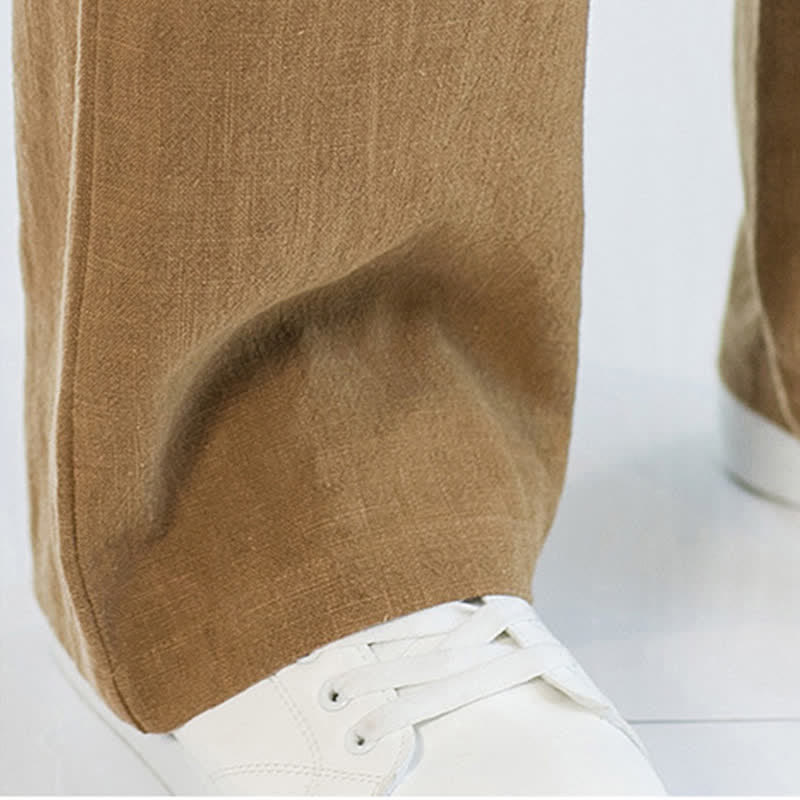 Buddha Stones Lässige, minimalistische lange Herrenhose mit Kordelzug, geradem Bein und Taschen für Frühling und Sommer - image 23