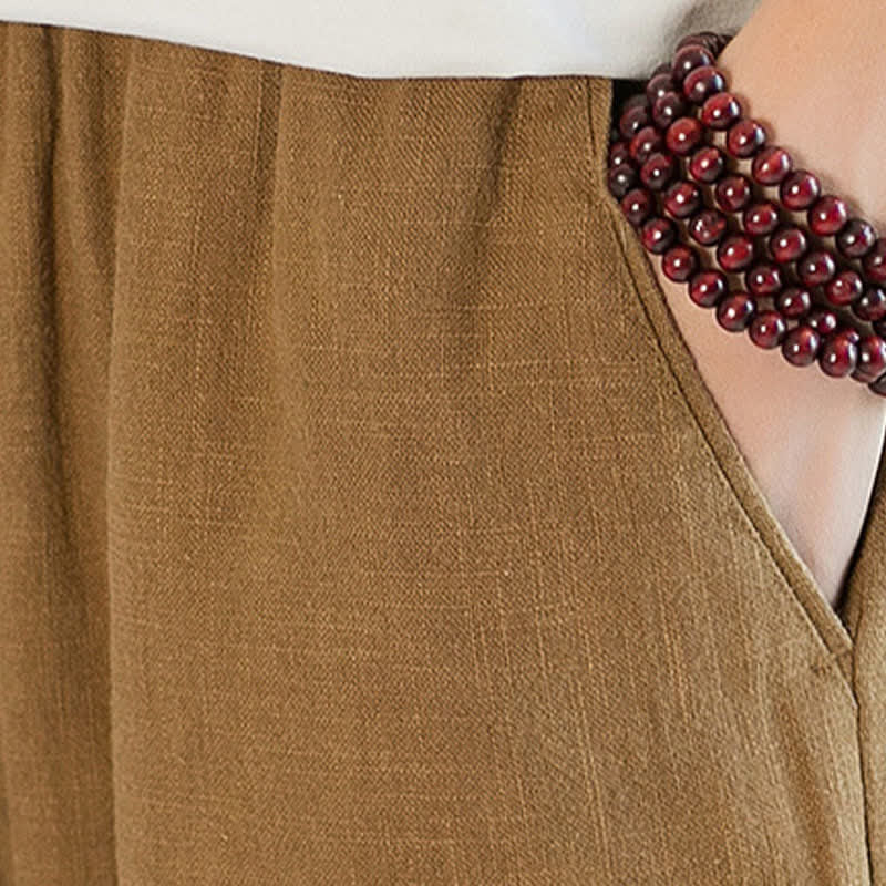 Buddha Stones Lässige, minimalistische lange Herrenhose mit Kordelzug, geradem Bein und Taschen für Frühling und Sommer - image 21