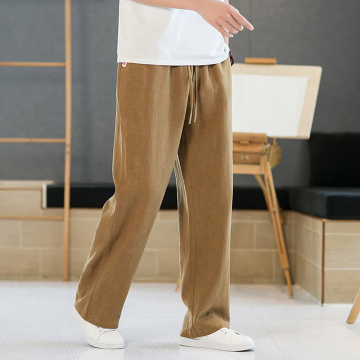 Buddha Stones Lässige, minimalistische lange Herrenhose mit Kordelzug, geradem Bein und Taschen für Frühling und Sommer - image 15