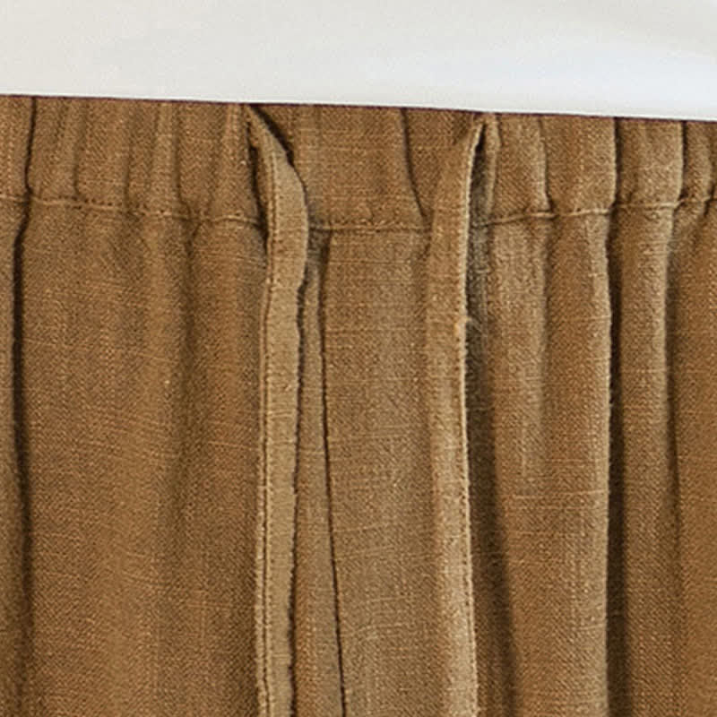 Buddha Stones Lässige, minimalistische lange Herrenhose mit Kordelzug, geradem Bein und Taschen für Frühling und Sommer - image 20