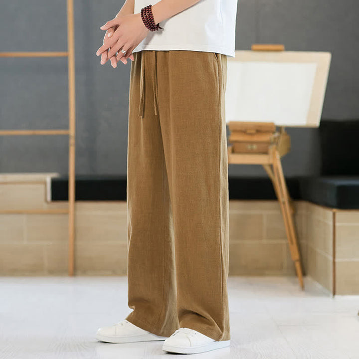 Buddha Stones Lässige, minimalistische lange Herrenhose mit Kordelzug, geradem Bein und Taschen für Frühling und Sommer - image 18