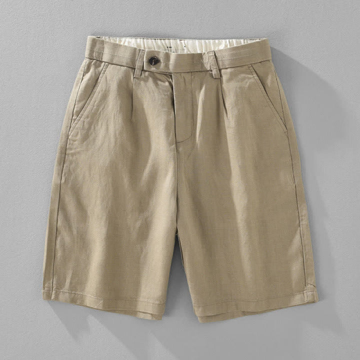 Buddha Stones Lässige, minimalistische Herren-Shorts aus Unifarben mit Knopfleiste, Reißverschluss und Taschen – perfekt für den Sommer - BurlyWood - US/ UK/AU46, EU56 (5XL) - image 15