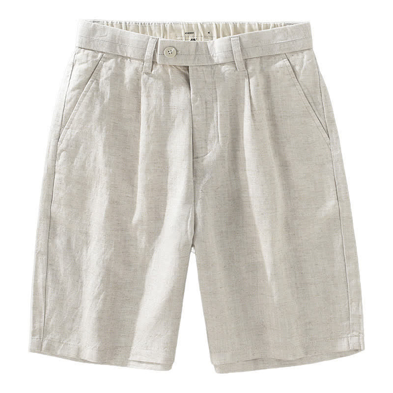 Buddha Stones Lässige, minimalistische Herren-Shorts aus Unifarben mit Knopfleiste, Reißverschluss und Taschen – perfekt für den Sommer - image 2