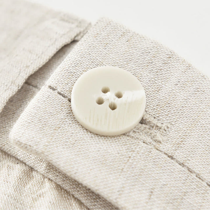 Buddha Stones Lässige, minimalistische Herren-Shorts aus Unifarben mit Knopfleiste, Reißverschluss und Taschen – perfekt für den Sommer - image 6