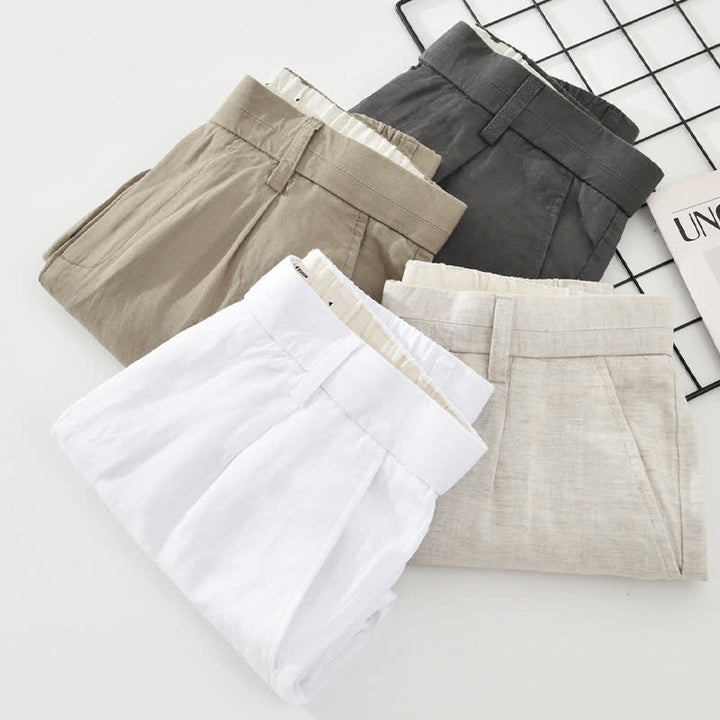 Buddha Stones Lässige, minimalistische Herren-Shorts aus Unifarben mit Knopfleiste, Reißverschluss und Taschen – perfekt für den Sommer - image 18