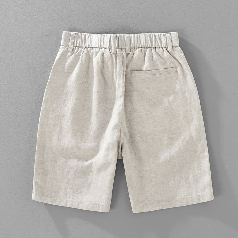 Buddha Stones Lässige, minimalistische Herren-Shorts aus Unifarben mit Knopfleiste, Reißverschluss und Taschen – perfekt für den Sommer - image 1