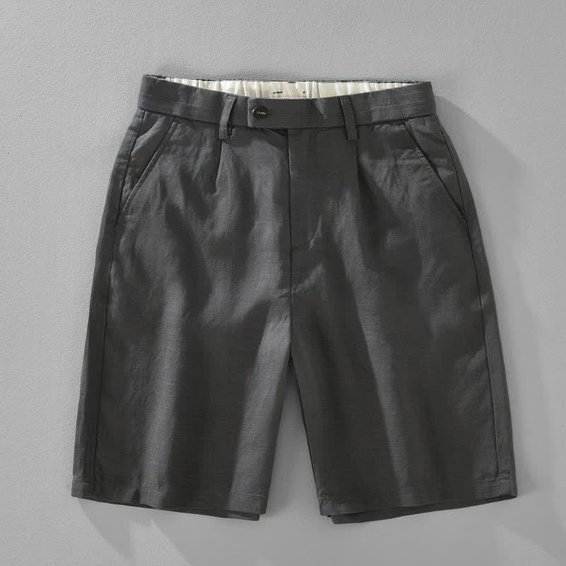 Buddha Stones Lässige, minimalistische Herren-Shorts aus Unifarben mit Knopfleiste, Reißverschluss und Taschen – perfekt für den Sommer - Dunkelgrau - US/ UK/AU46, EU56 (5XL) - image 14
