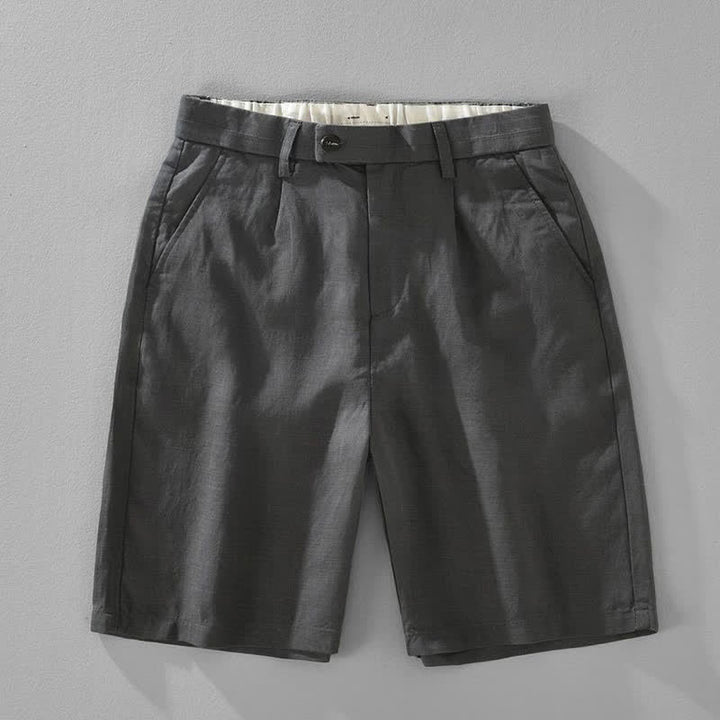 Buddha Stones Lässige, minimalistische Herren-Shorts aus Unifarben mit Knopfleiste, Reißverschluss und Taschen – perfekt für den Sommer - Dunkelgrau - US/ UK/AU46, EU56 (5XL) - image 14