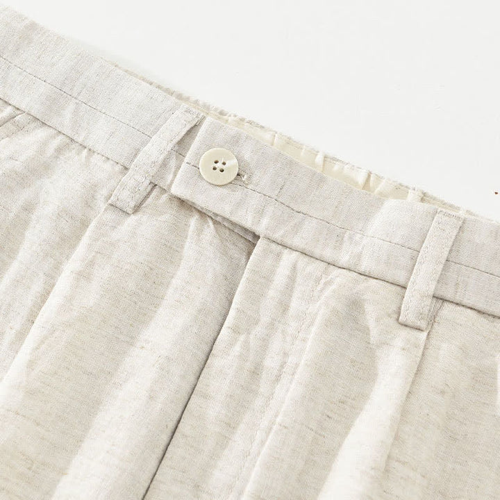 Buddha Stones Lässige, minimalistische Herren-Shorts aus Unifarben mit Knopfleiste, Reißverschluss und Taschen – perfekt für den Sommer - image 3