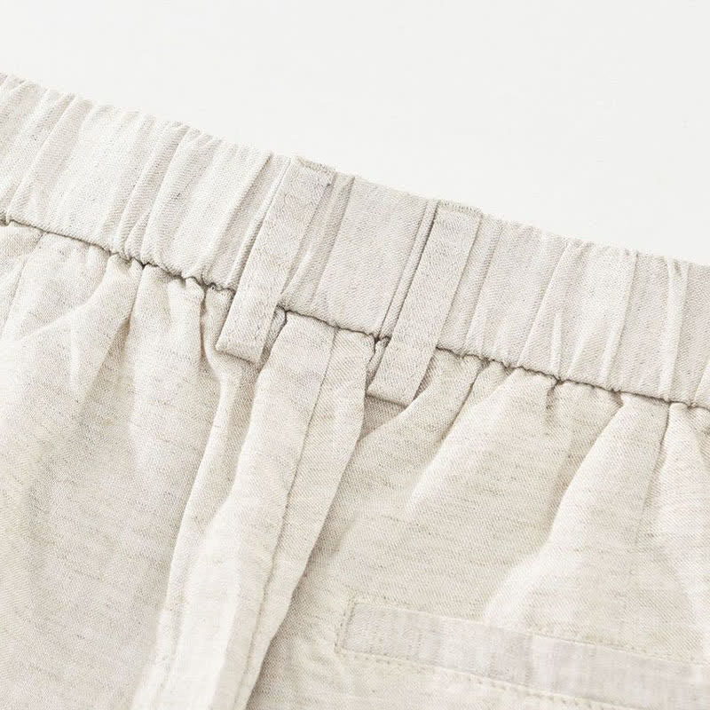 Buddha Stones Lässige, minimalistische Herren-Shorts aus Unifarben mit Knopfleiste, Reißverschluss und Taschen – perfekt für den Sommer - image 4