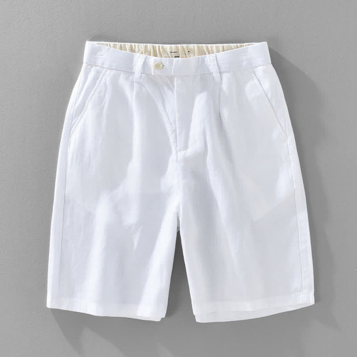 Buddha Stones Lässige, minimalistische Herren-Shorts aus Unifarben mit Knopfleiste, Reißverschluss und Taschen – perfekt für den Sommer - Weiß - US/ UK/AU46, EU56 (5XL) - image 16