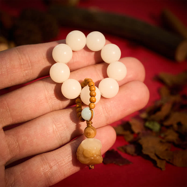 Buddha Stones Vajra-Samen-Anhänger aus gegrillter Holzkohle, Bodhi-Löwe, Stärke-Meditationsperlen, Dekorationen - Weiße Bodhi-Samen (Reinheit ♥ Meditation) - image 4