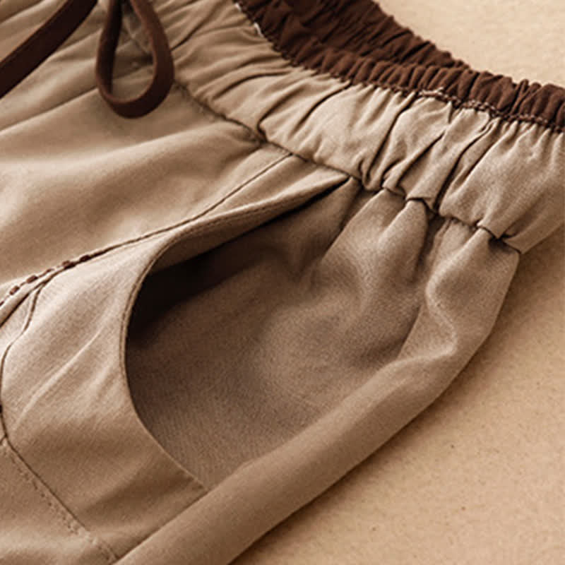 Buddha Stones Lässige, minimalistische Sommerhose mit Kordelzug, einfarbig, knöchellang, Damenhose mit schmal zulaufendem Bein und Tasche - image 11