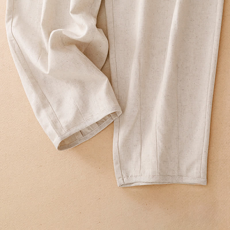 Buddha Stones Lässige, minimalistische Sommerhose mit Kordelzug, einfarbig, knöchellang, Damenhose mit schmal zulaufendem Bein und Tasche - image 6