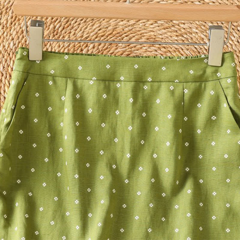 Buddha Stones Sommerliche, lässige Vintage-Röcke mit Polka-Dots und Taschen für Damen - image 2