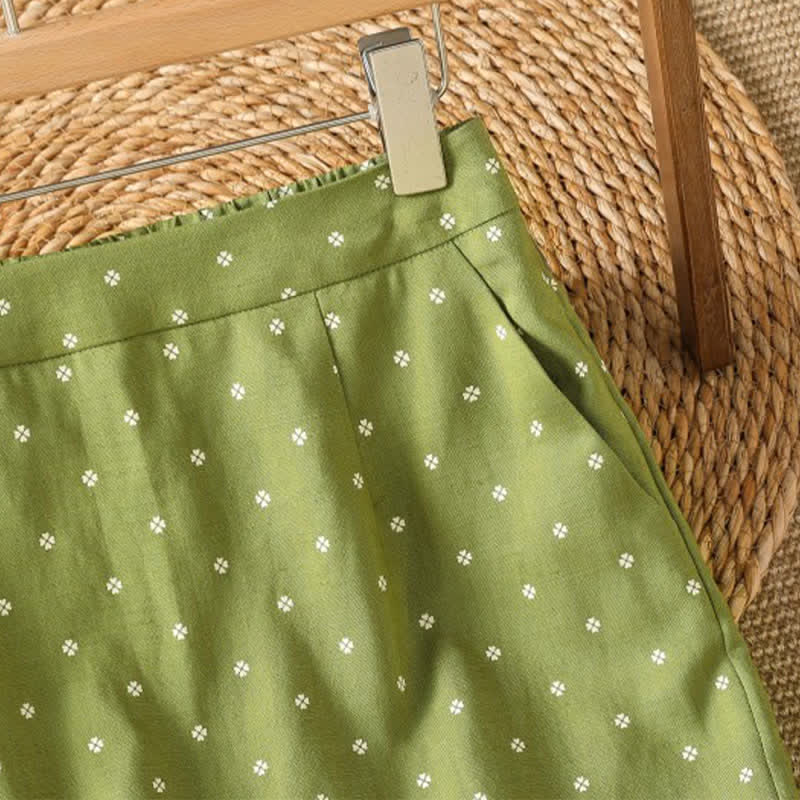 Buddha Stones Sommerliche, lässige Vintage-Röcke mit Polka-Dots und Taschen für Damen - image 3