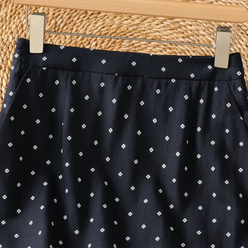 Buddha Stones Sommerliche, lässige Vintage-Röcke mit Polka-Dots und Taschen für Damen - image 7