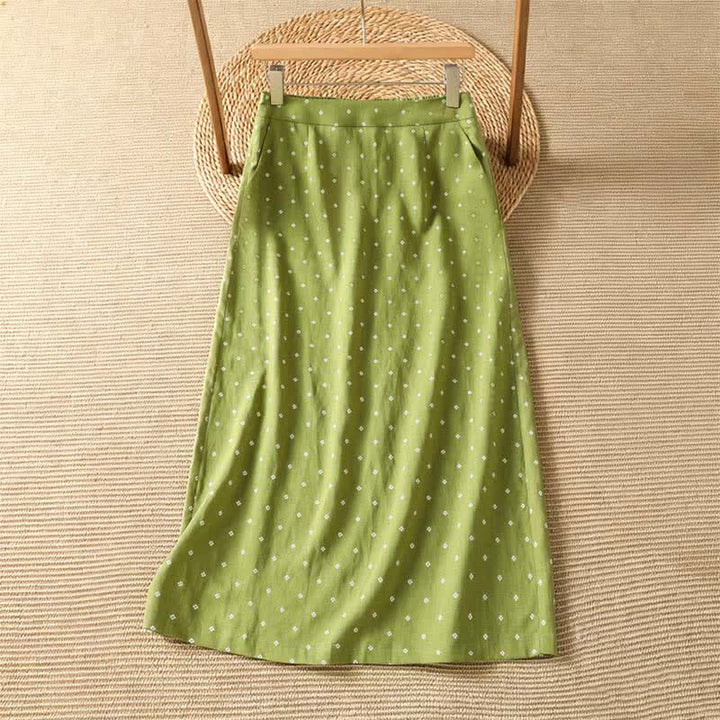 Buddha Stones Sommerliche, lässige Vintage-Röcke mit Polka-Dots und Taschen für Damen - Gelbgrün - US8-10, UK/AU12-14, EU40-42 (2XL) - image 0