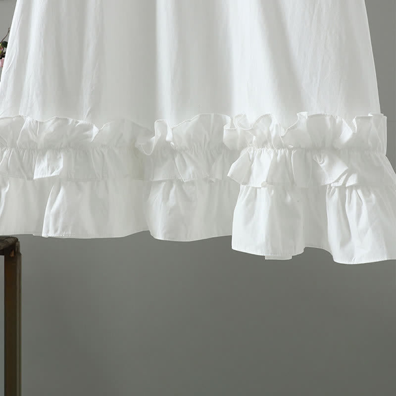 Buddha Stones Sommerliches, lässiges, minimalistisches, einfarbiges Kurzarmkleid mit Rüschensaum für Damen - image 12