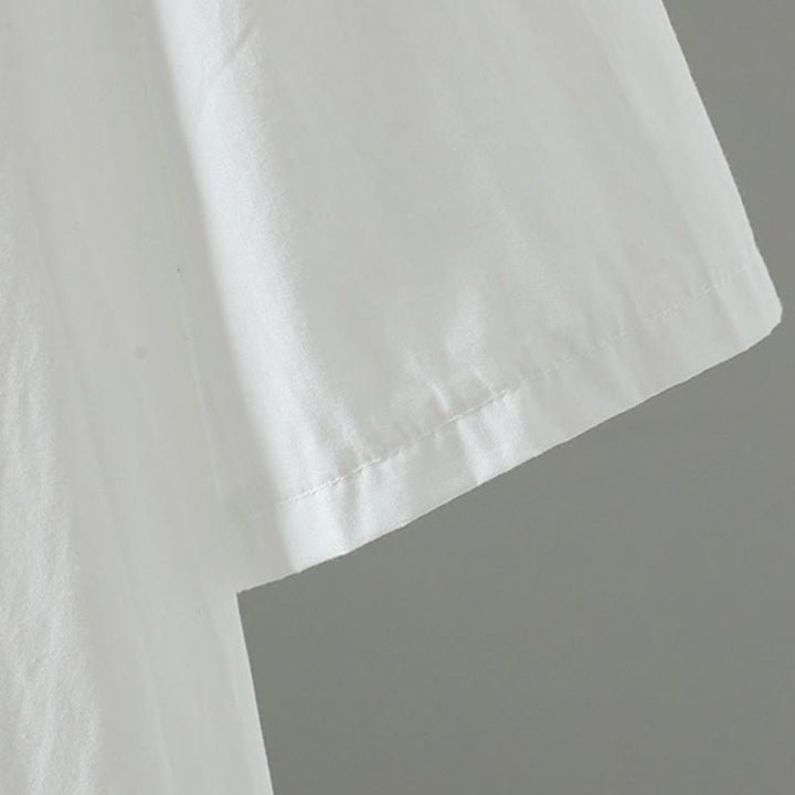 Buddha Stones Sommerliches, lässiges, minimalistisches, einfarbiges Kurzarmkleid mit Rüschensaum für Damen - image 11