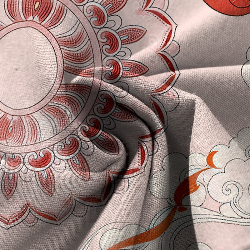 Buddha Stones Damenhose mit weitem Bein, elastischem Bund und Taschen, Baumwoll-Leinen-Mix mit Feen- und Blumenmuster - image 4