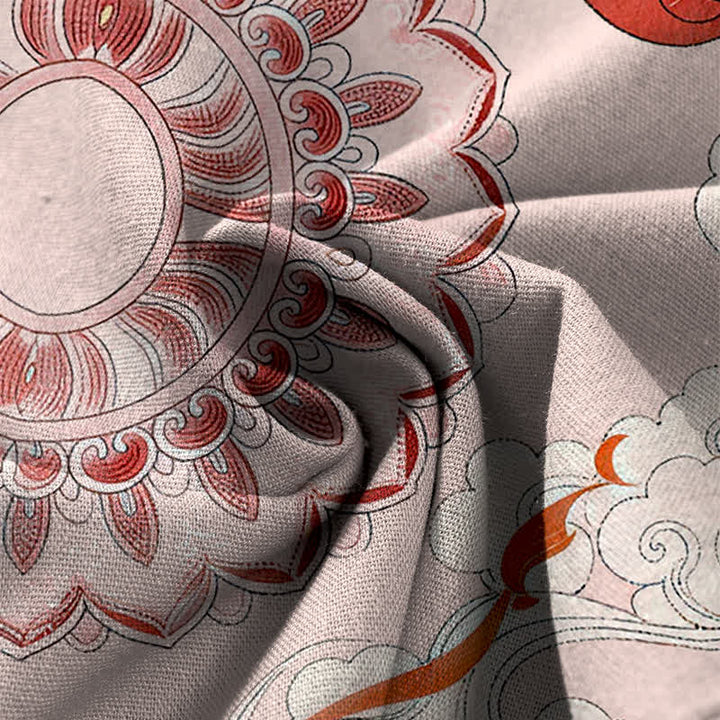 Buddha Stones Damenhose mit weitem Bein, elastischem Bund und Taschen, Baumwoll-Leinen-Mix mit Feen- und Blumenmuster - image 4