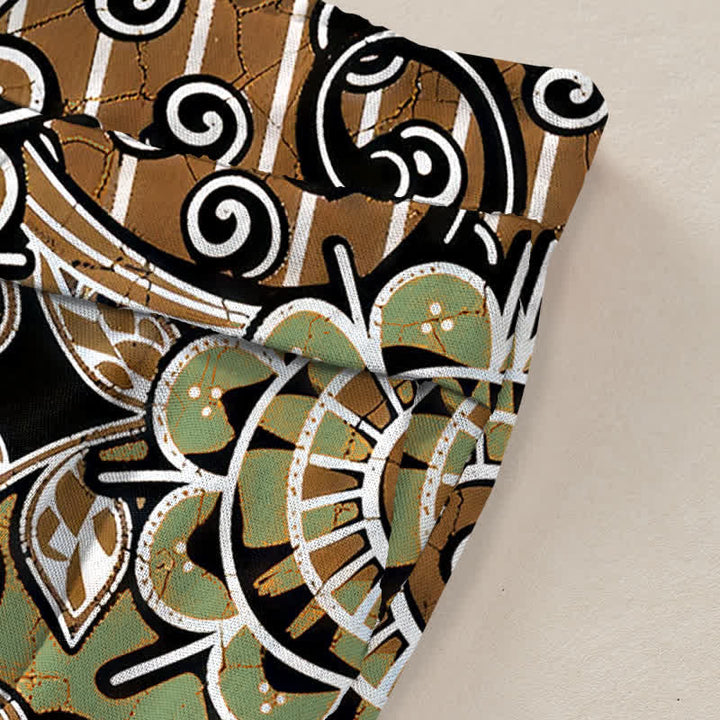 Buddha Stones Damenhose aus Baumwoll-Leinen-Mischgewebe im Boho-Stil mit Mandala-Muster, elastischem Bund, weitem Bein und Taschen - image 3