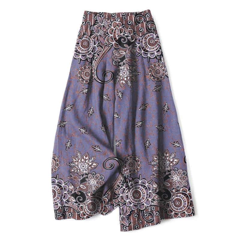 Buddha Stones Damenhose aus Baumwoll-Leinen-Mischgewebe im Boho-Stil mit Mandala-Muster, elastischem Bund, weitem Bein und Taschen - Schiefergrau - US16, UK/AU20, EU48 (3XL) - image 5