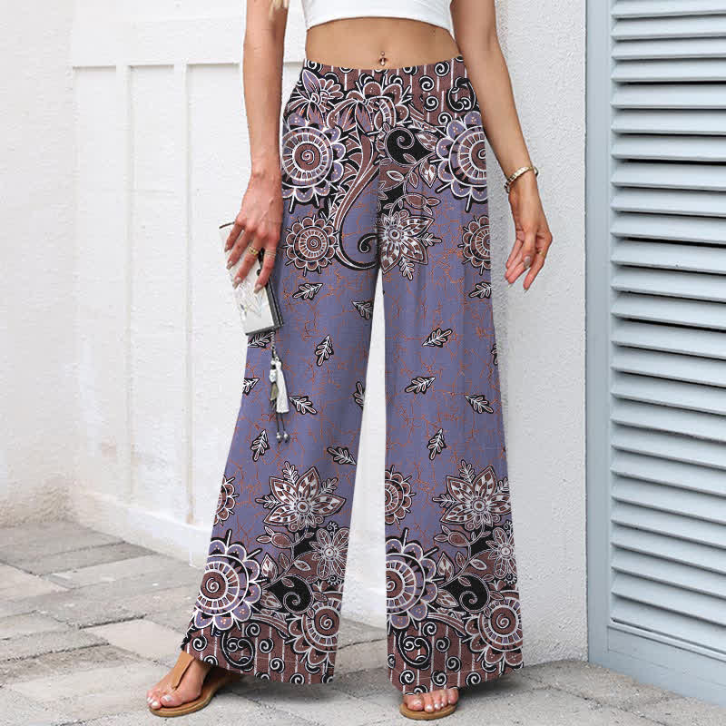 Buddha Stones Damenhose aus Baumwoll-Leinen-Mischgewebe im Boho-Stil mit Mandala-Muster, elastischem Bund, weitem Bein und Taschen - image 6