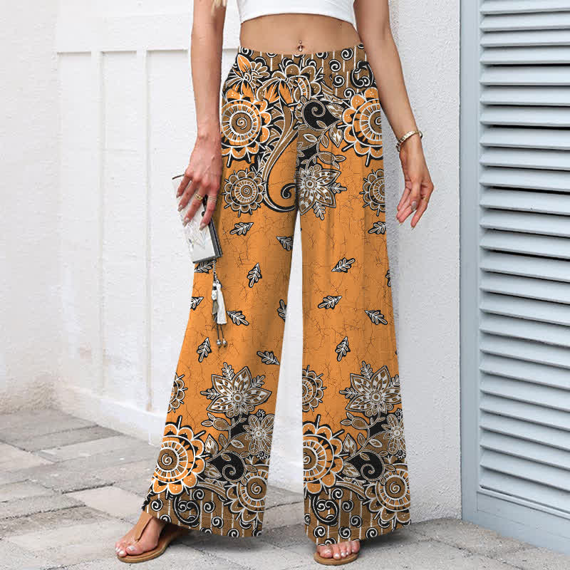 Buddha Stones Damenhose aus Baumwoll-Leinen-Mischgewebe im Boho-Stil mit Mandala-Muster, elastischem Bund, weitem Bein und Taschen - image 8