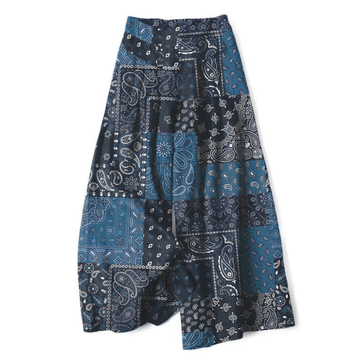 Buddha Stones Damenhose mit weitem Bein und elastischem Bund, Taschen, Vintage-Paisley-Patchworkmuster aus Baumwoll-Leinen - Marine - US16, UK/AU20, EU48 (3XL) - image 0