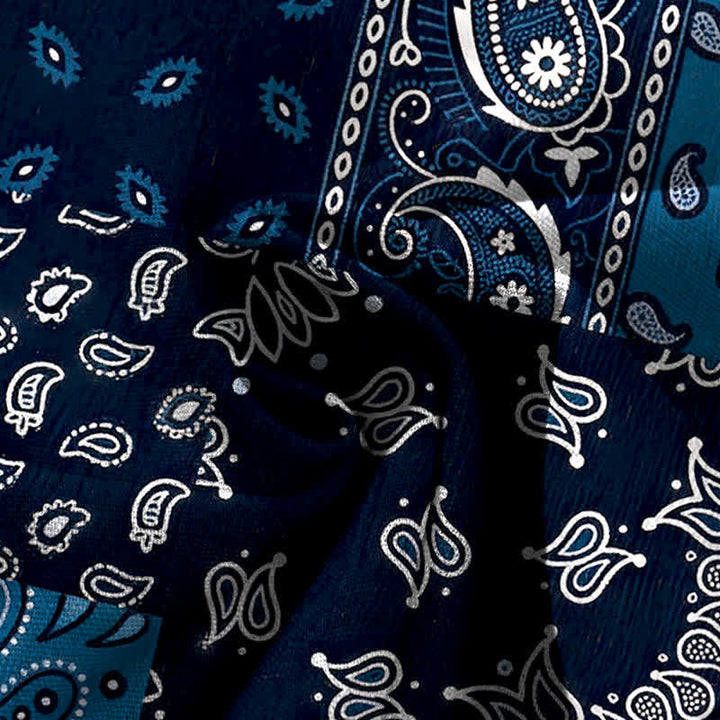 Buddha Stones Damenhose mit weitem Bein und elastischem Bund, Taschen, Vintage-Paisley-Patchworkmuster aus Baumwoll-Leinen - image 4