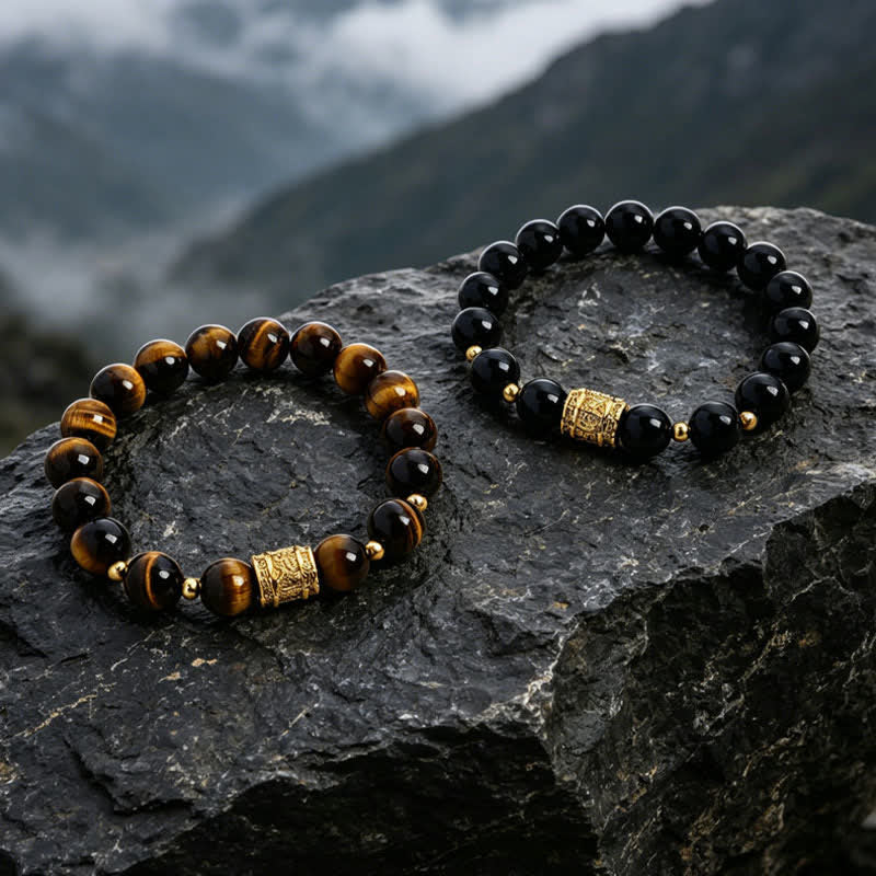 Buddha Stones Armband aus Tigerauge-Schwarzobsidian-Mutperlen - image 18