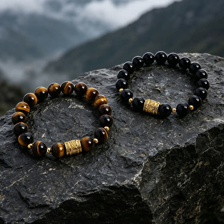 Buddha Stones Armband aus Tigerauge-Schwarzobsidian-Mutperlen - image 18