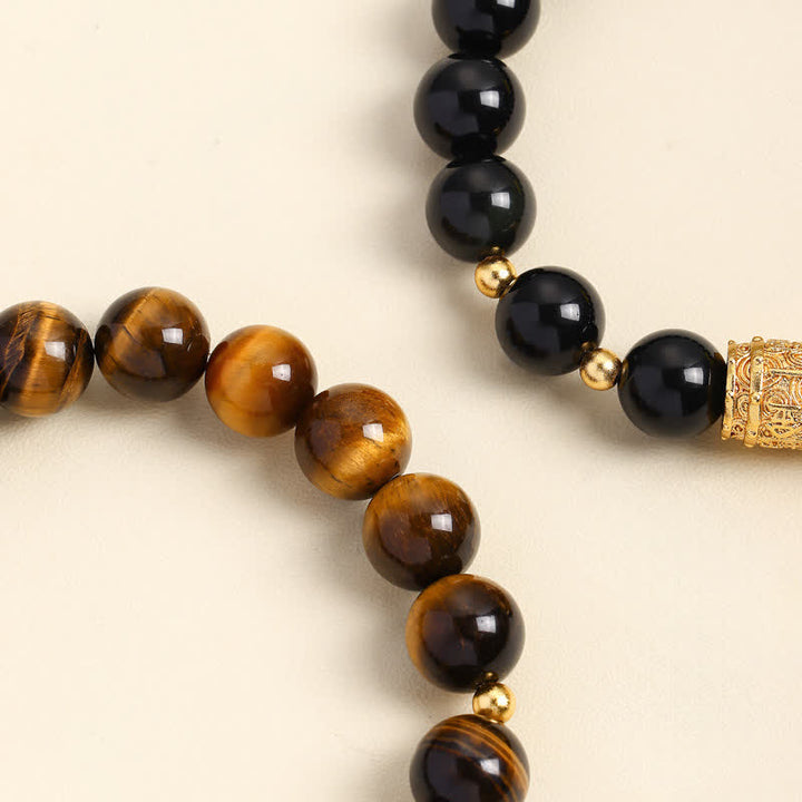 Buddha Stones Armband aus Tigerauge-Schwarzobsidian-Mutperlen - image 20