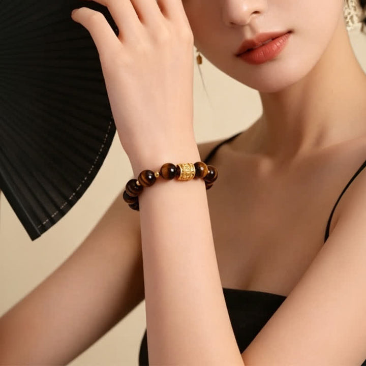 Buddha Stones Armband aus Tigerauge-Schwarzobsidian-Mutperlen - image 9