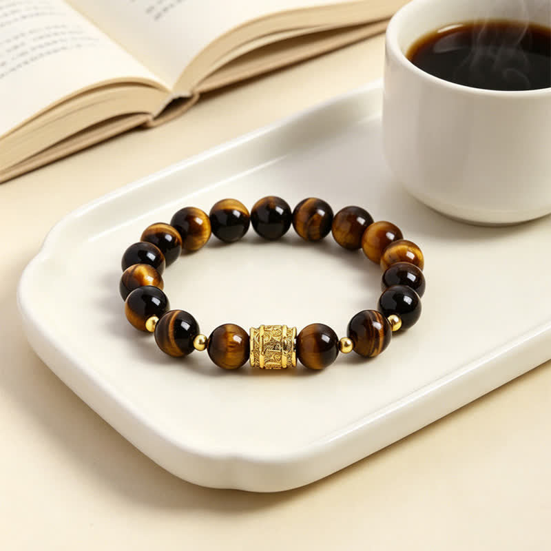 Buddha Stones Armband aus Tigerauge-Schwarzobsidian-Mutperlen - image 1
