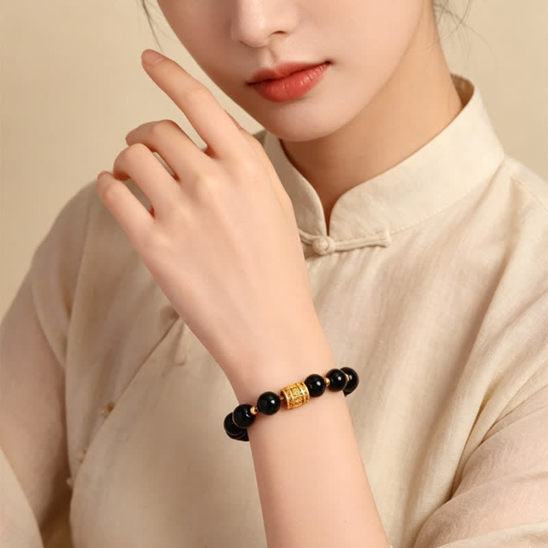 Buddha Stones Armband aus Tigerauge-Schwarzobsidian-Mutperlen - image 15