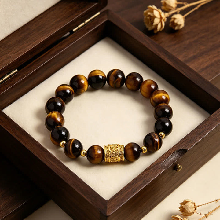 Buddha Stones Armband aus Tigerauge-Schwarzobsidian-Mutperlen - image 3
