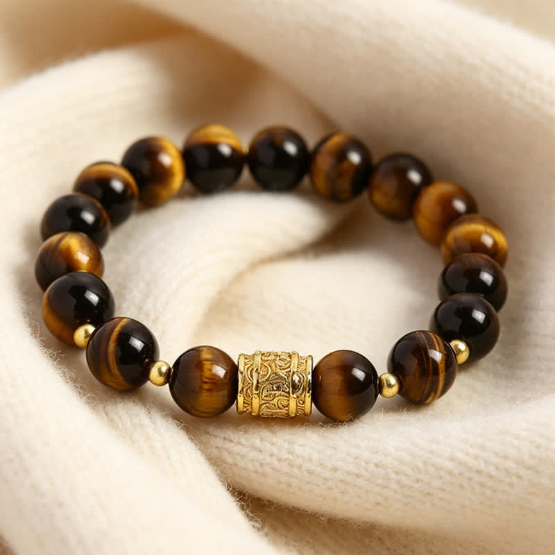 Buddha Stones Armband aus Tigerauge-Schwarzobsidian-Mutperlen - image 2