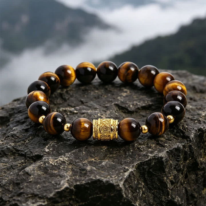 Buddha Stones Armband aus Tigerauge-Schwarzobsidian-Mutperlen - Tigerauge (Selbstvertrauen ♥ Fokus) - image 0