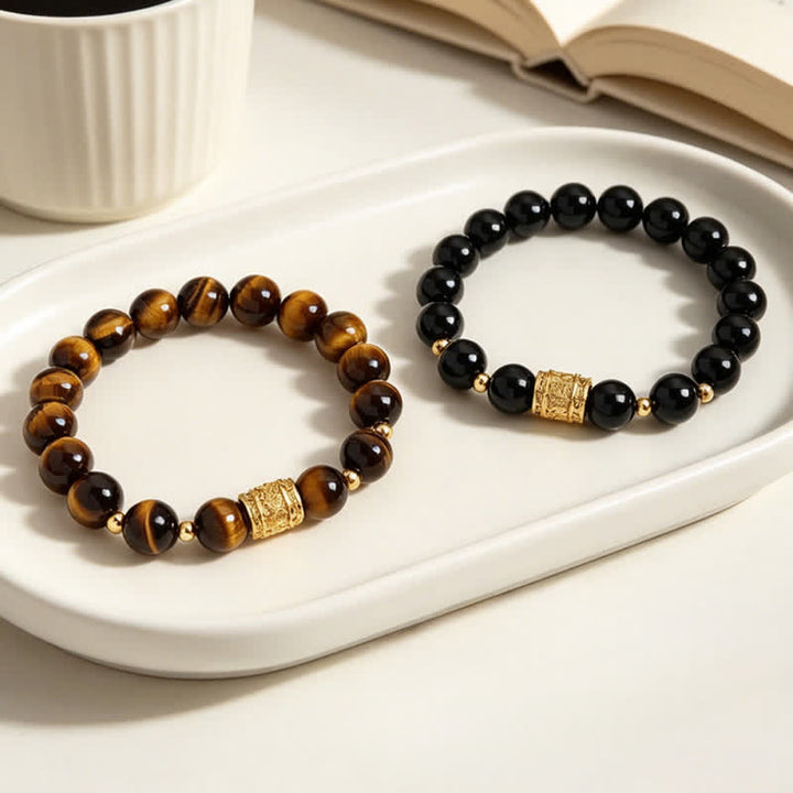Buddha Stones Armband aus Tigerauge-Schwarzobsidian-Mutperlen - image 19