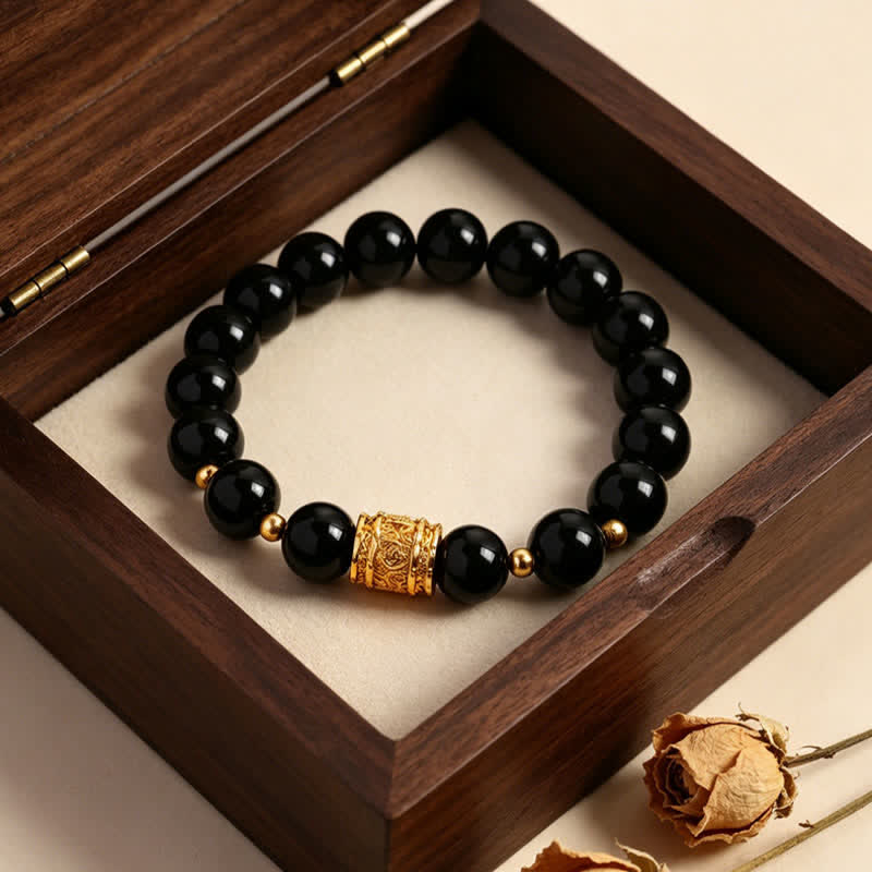 Buddha Stones Armband aus Tigerauge-Schwarzobsidian-Mutperlen - image 13