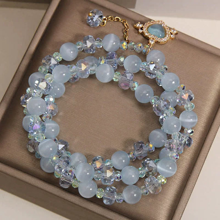 Buddha Stones Blaues Katzenaugen-Herz-Armband mit dreifacher Wicklung – ein Symbol des Selbstvertrauens - image 4