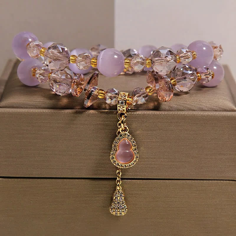 Buddha Stones Doppellagiges Perlenarmband mit Katzenaugenkürbis-Anhänger - Lila Katzenauge - image 9