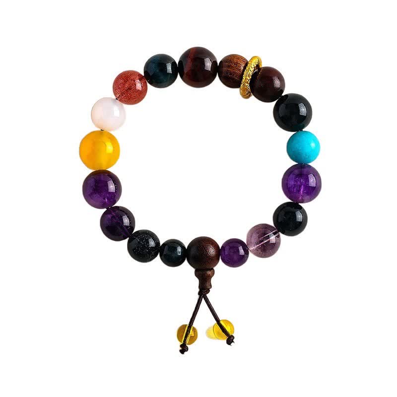 Buddha Stones Tibetisches Balance-Armband mit 18 Perlen aus Amethyst und Tigerauge - Amethyst (Stressabbau ♥ Intuition) - image 0